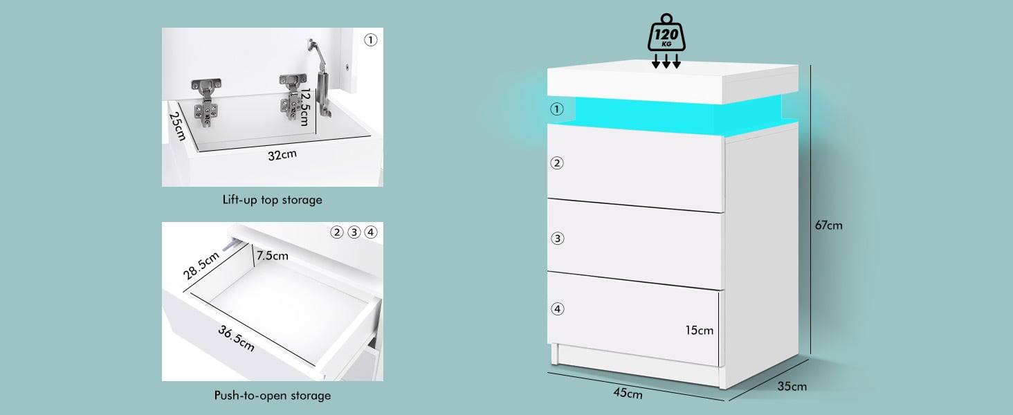 ELFORDSON LED Bedside Tables