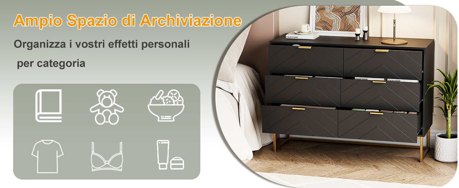 cassettiera con ampio spazio