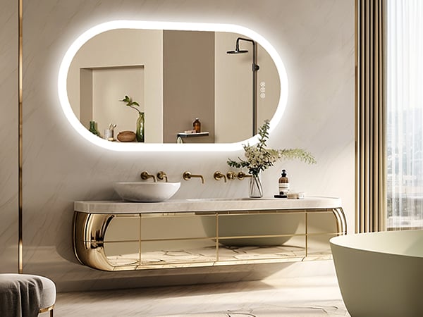 LUVODI Specchio Ovale Bagno con Luce Retroilluminato Specchio Bagno LED Antiappannamento Dimmerabile