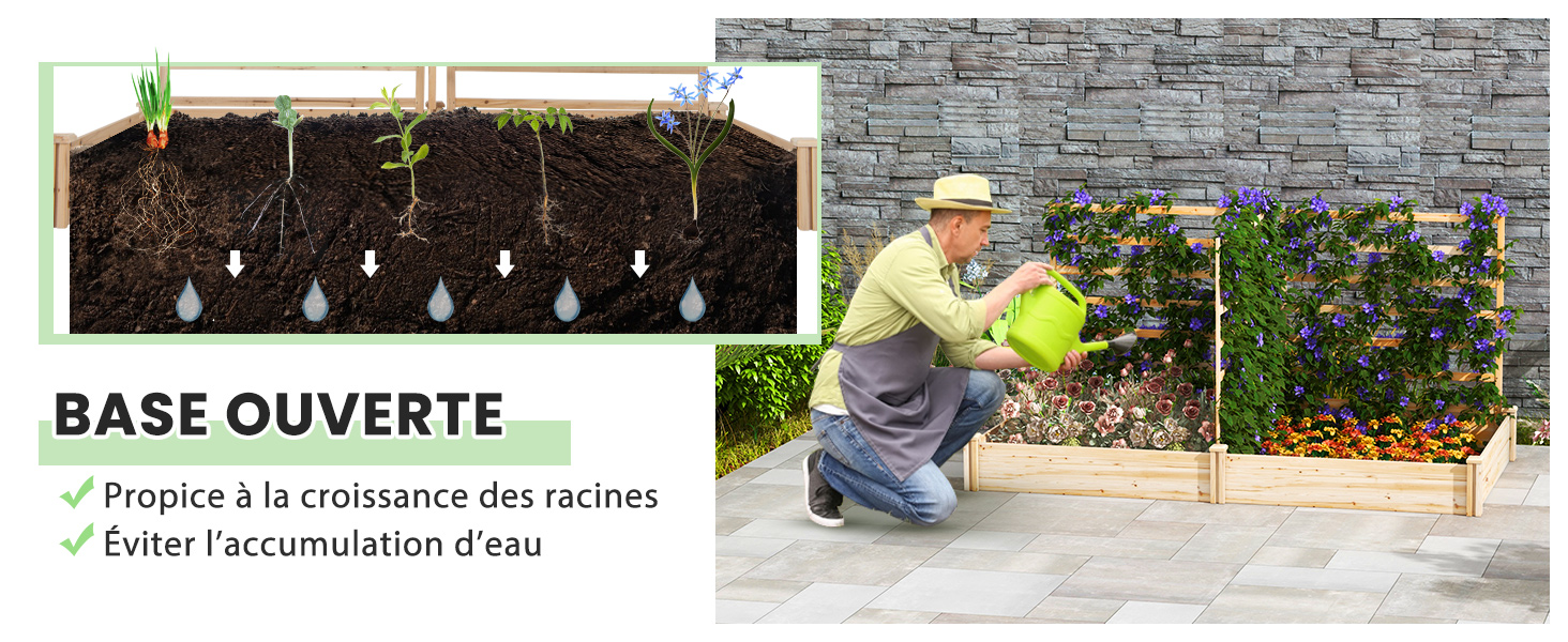 Jardinière avec 3 Treillis