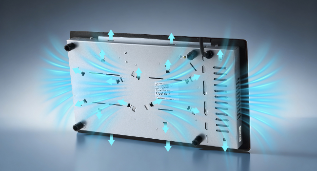 Le texte se lit comme suit : « Image 5 ». Boîtier d'appareil électronique en acrylique ou en plastique transparent avec éclairage LED bleu visible à travers le matériau transparent.