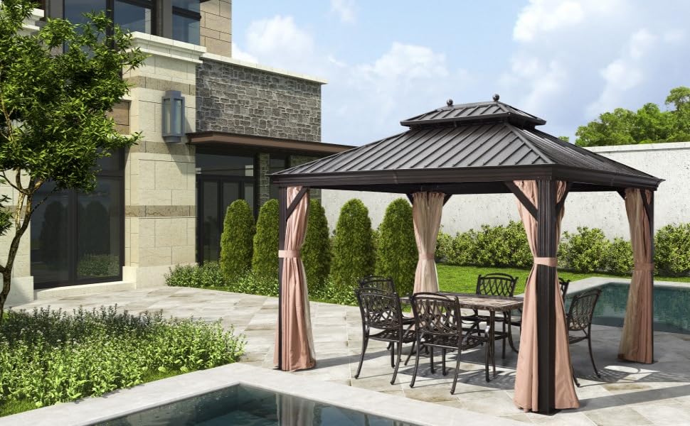 Metal garden hardtop gazebo