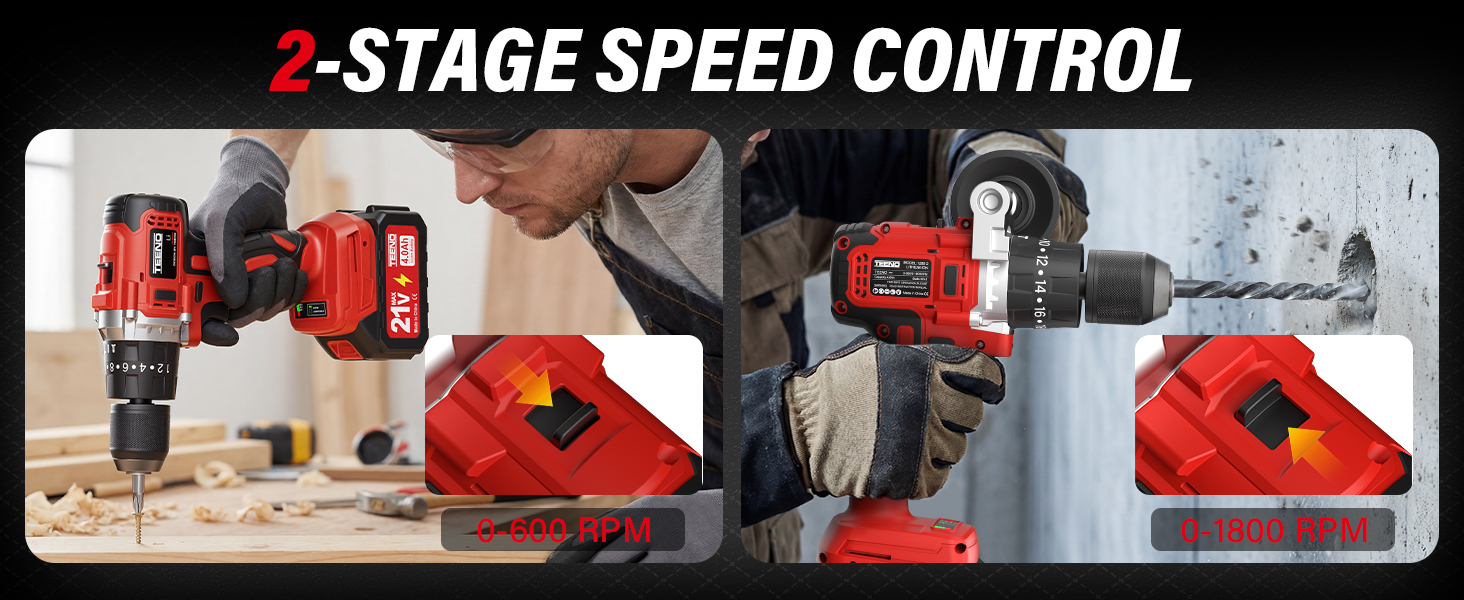 Le texte indique « STAGE SPEED CONTROL ». Série d'images montrant des dispositifs de commande ou de réglage mécaniques rouges dans différentes positions.