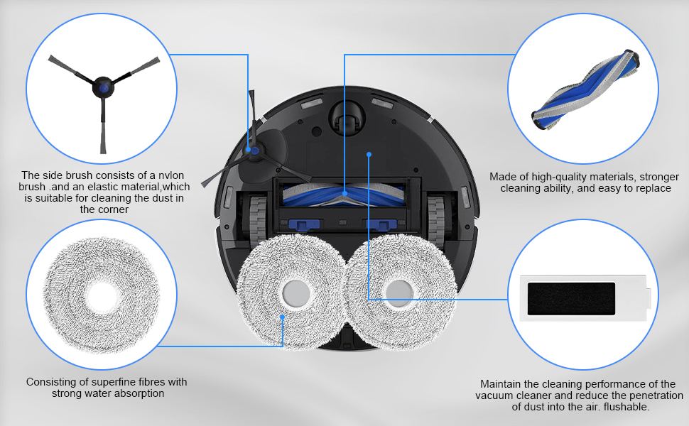 Fixbetter Lot de 18 accessoires pour aspirateur robot ECOVACS DEEBOT T30 PRO Omni