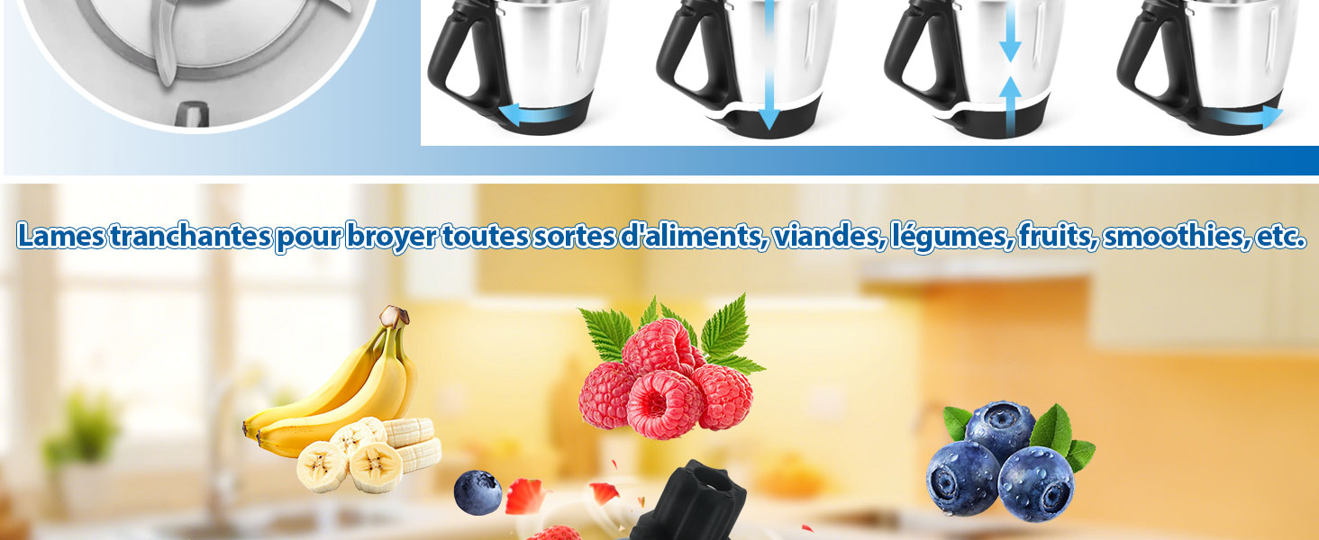 Assortiment de fruits et de baies, dont des bleuets et des framboises, disposés sur une surface de couleur claire avec éclairage naturel.