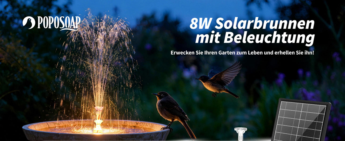 POPOSOAP 8W Solar Springbrunnen