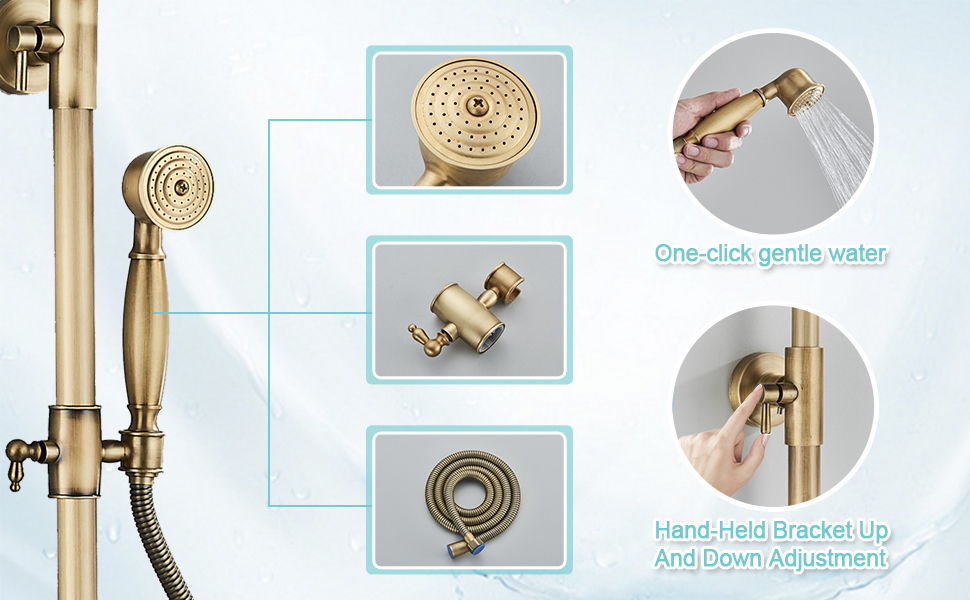 Antique Brass Shower Faucet Set