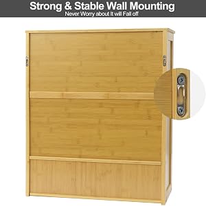 Armoire Salle de Bain Mural：Organisateur de Rangement en Bambou 