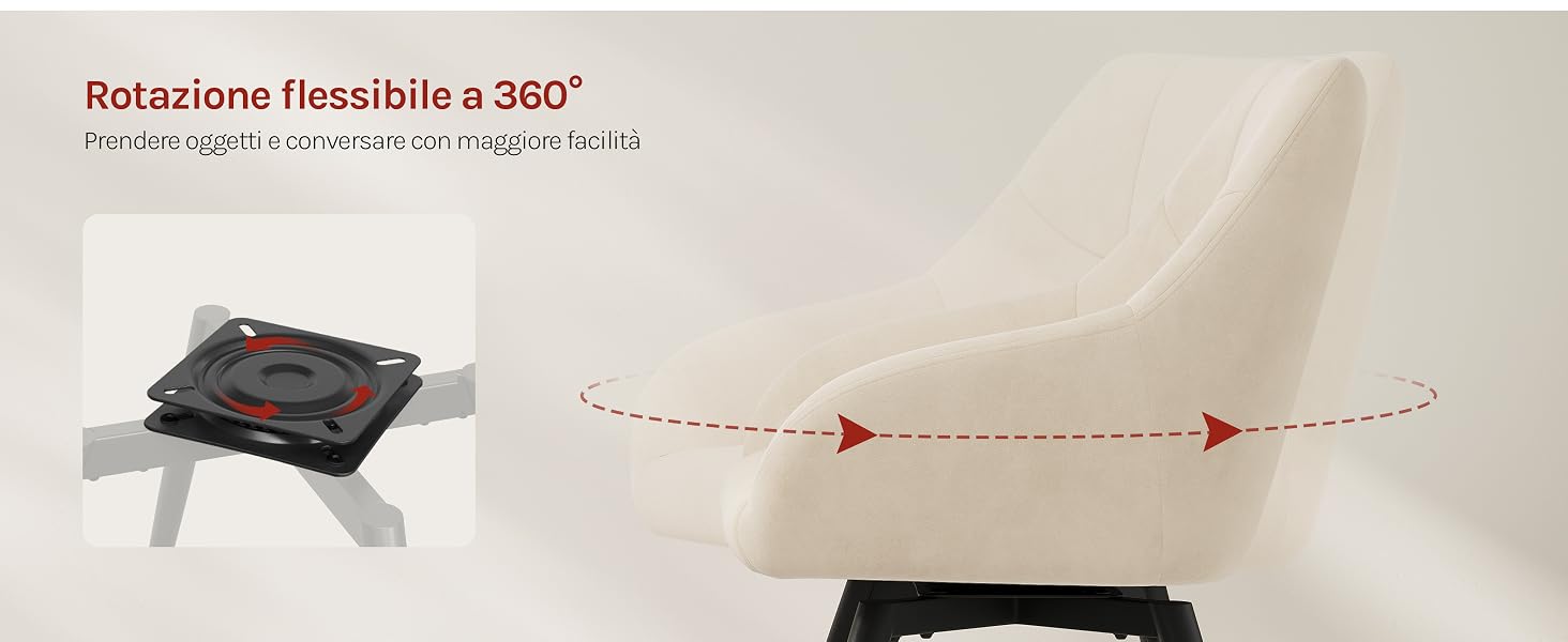 Il testo recita «Rotazione Flessibile a 360°» e «Pratico ripiano per schermi da 7 a 10 pollici». Supporto per il montaggio del dispositivo con capacità di rotazione flessibile a 360 gradi per tablet e schermi.