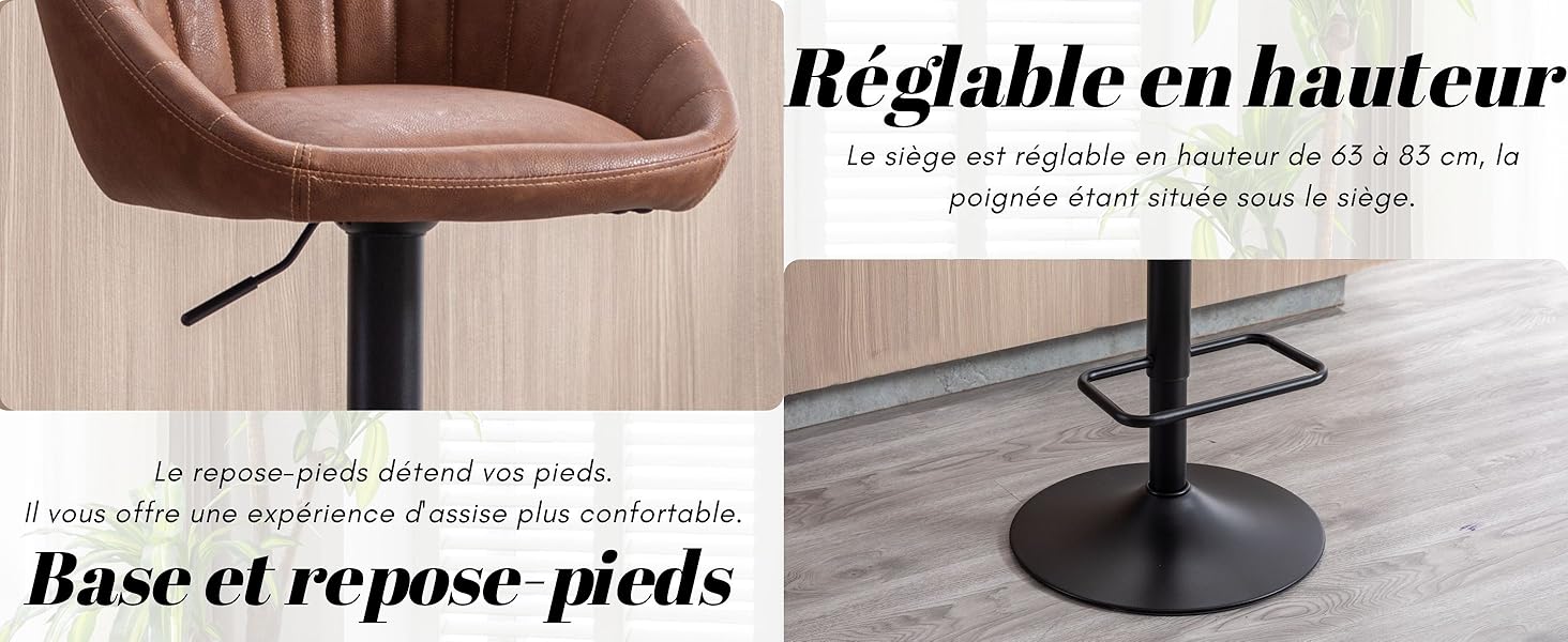 lot de 2 chaise bar haute 