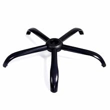 Black five-star office chair base with curved arms, made of durable plastic material.