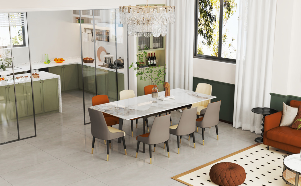 FATIVO 2pz Sedia Sala da Pranzo in pelle imbottite, beige