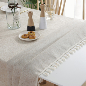 Runde Tischdecke Volltonfarbe Quaste Tischdecken Baumwolle Tischdecke 