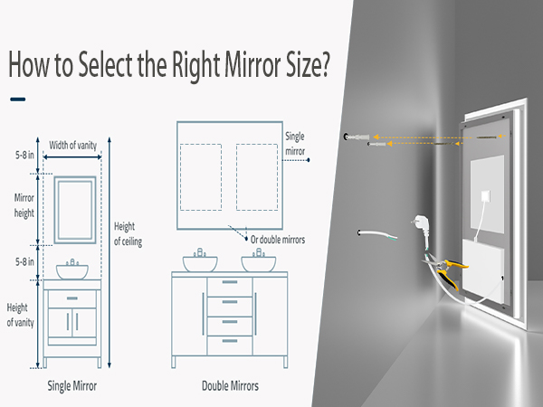 LUVODI Grande Specchio da Bagno con LED luce da parete