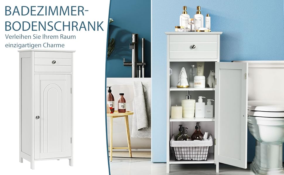 eintüriger bodenschrank badezimmer schrank mit schublade mit verstellbaren einlegeböden freistehend