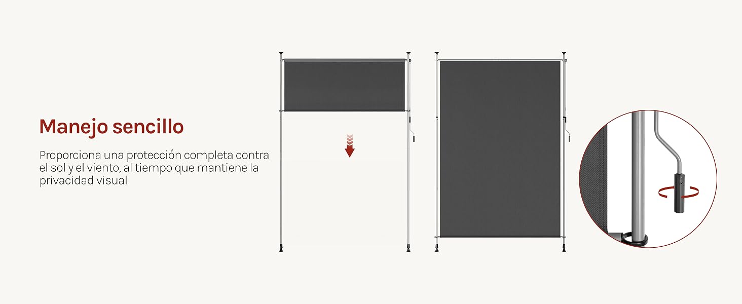 El texto dice «Manejo sencillo». Esquema técnico o manual de instrucciones con iconos e indicadores de dirección.
