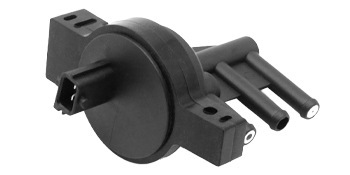 Black plastic retractable dog leash mechanism with dual-pronged attachment clip.