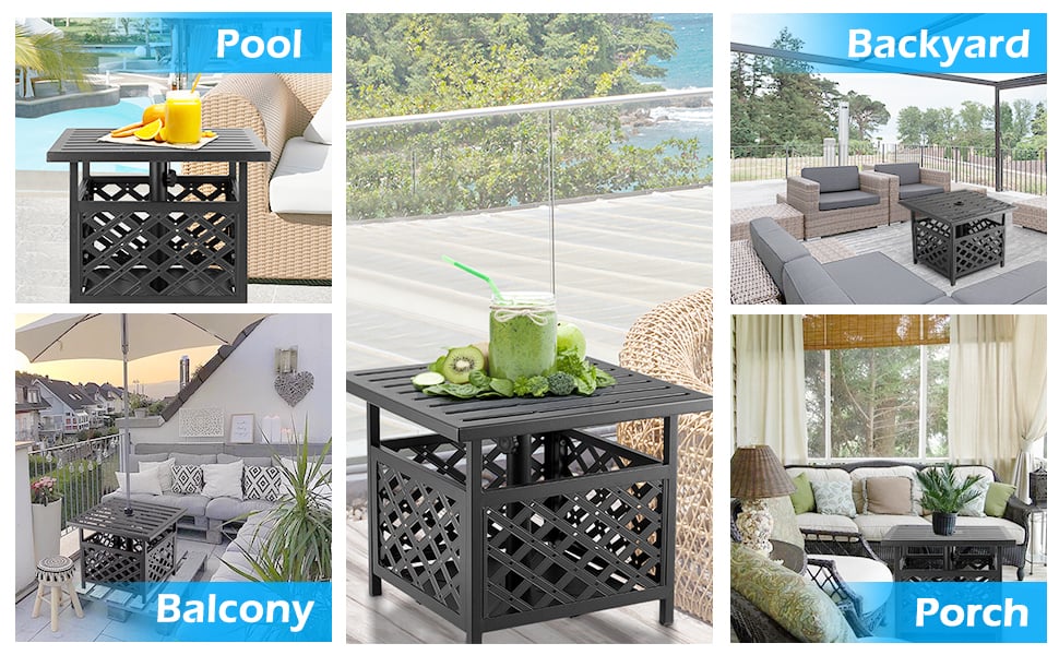 outdoor umbrella side table,stand patio bistro table,beautiful side table, umbrella bistro table