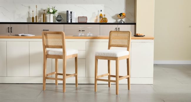 Chaise Haute Bar avec dossier en rotin