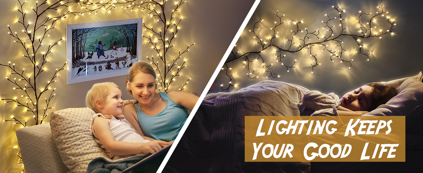 Arbres Lumineux LED, Illuminated Murale Interieur Vine Décoration,8 modes lumières des arbres,144