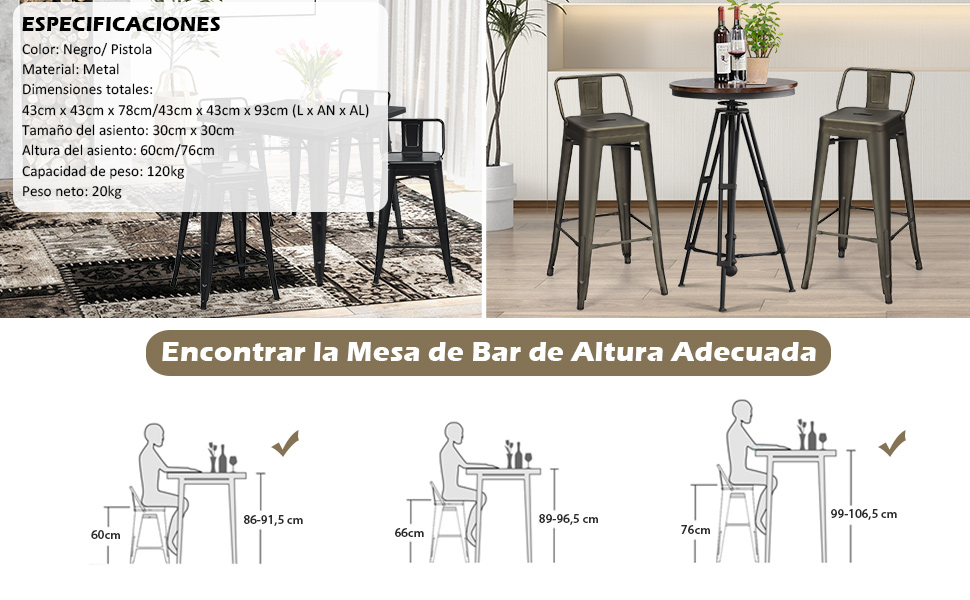 Taburete de Bar Apilable