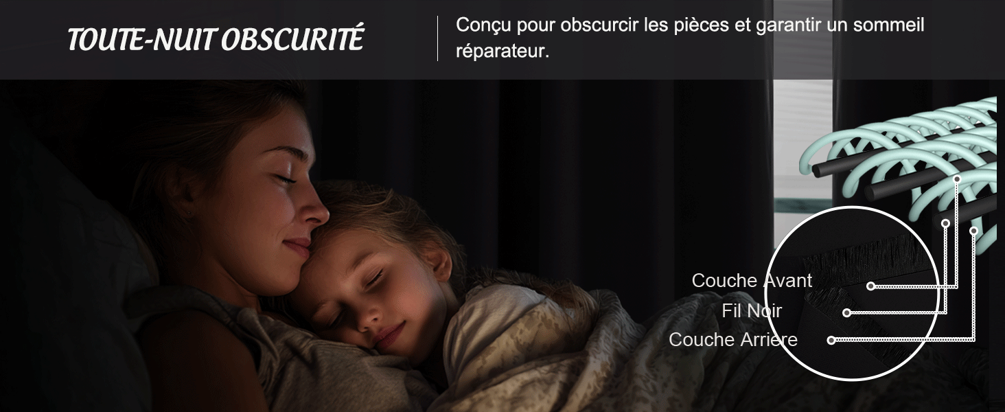 Le texte indique « TOUTE NUIT OBSCURITÉ ». Images promotionnelles sombres montrant des silhouettes et des éléments lumineux dans des décors nocturnes.