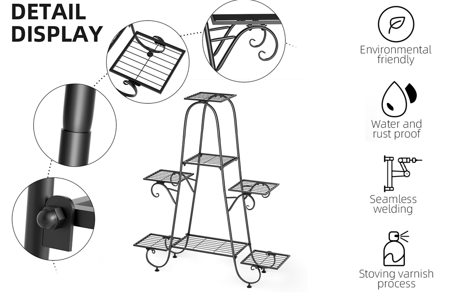 Metal 7 Tier Plant Stand Holder Multiple Flower Pot Holder Shelves Planter Shelf Display Rack 