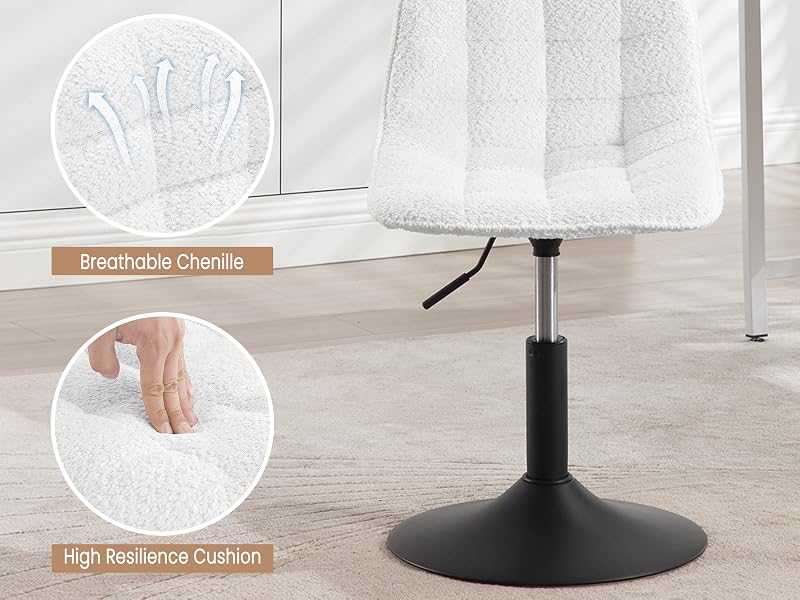 WOLTU Taburete Tocador, Silla Escritorio Ergonomica, Taburete con Respaldo, Altura Ajustable
