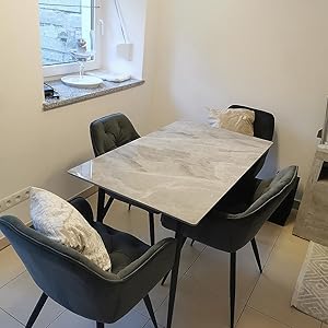 Tavolo da Pranzo Tavolo Cucina Marmo Rettangolo 120×70×76cm Soggiorno, Bianco  smeraldo freddo colore Pietra Sinterizzata