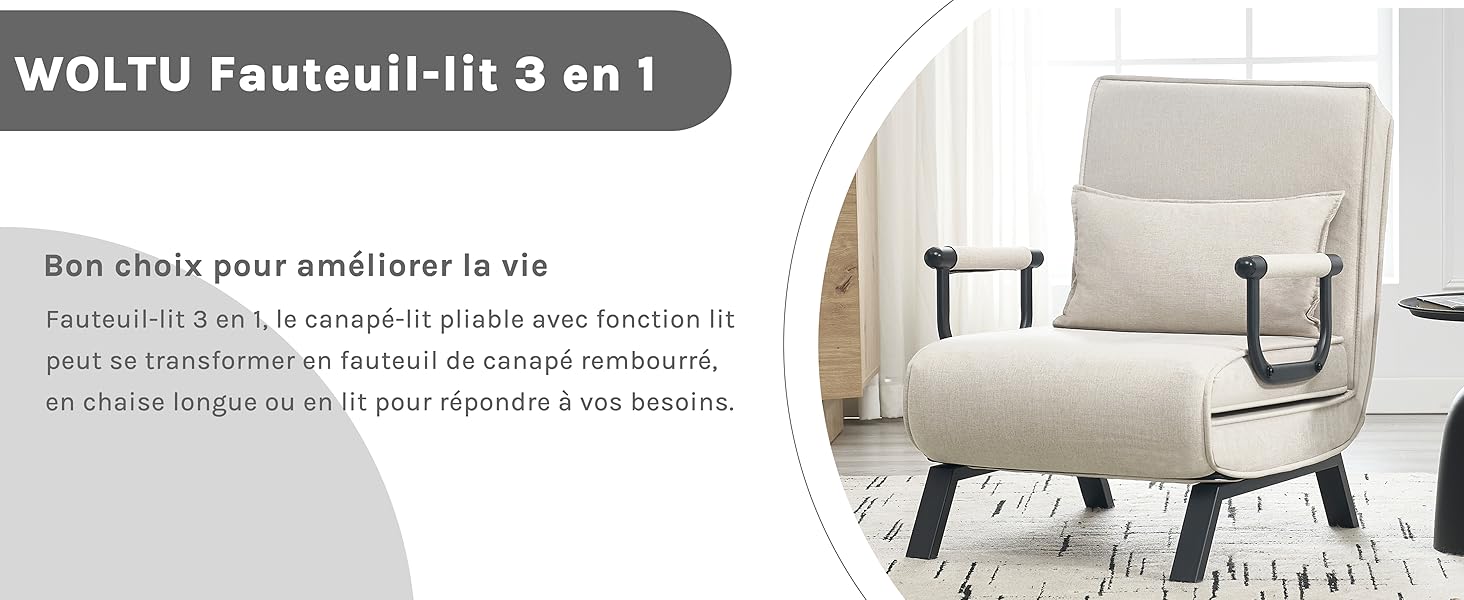 Canapé Lit Convertible 3 en 1