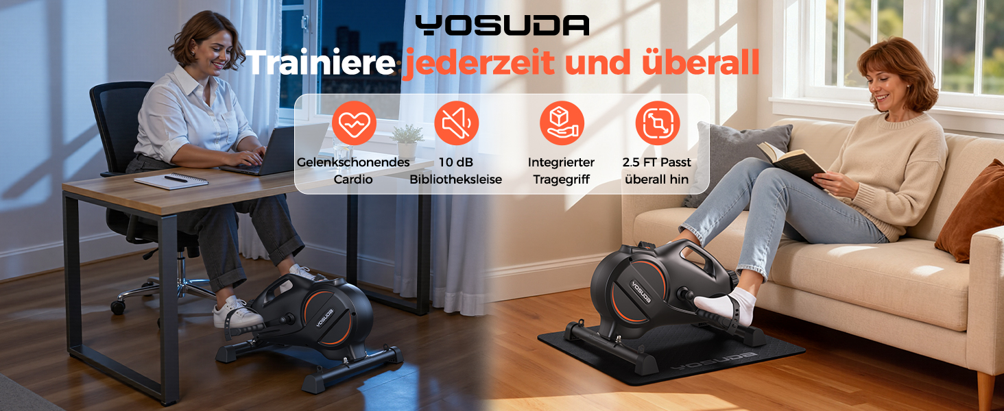 Der Text lautet „VASUDA“. Marketingbanner mit der Einrichtung des Heimbüros mit Symbolen, die auf Funktionen oder Vorteile des Produkts hinweisen.