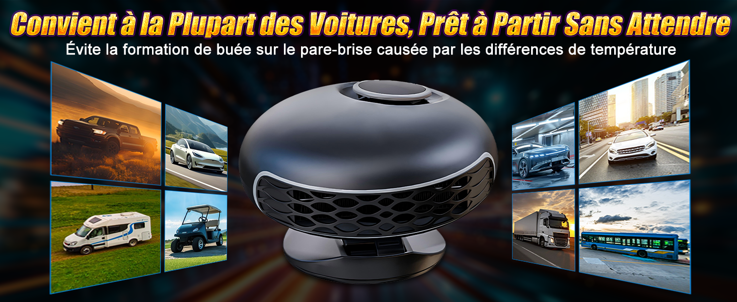 Chauffage Ventilateur De Voiture 12V - Désembueur Et Dégivrage Rapide - Branchement Allume-Cigare - Protection Surchauffe