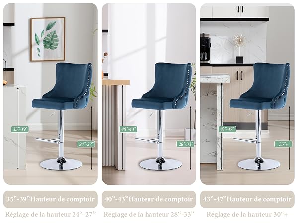 tabouret de bar en velours taboureta de bar lot de 2 tabouret bar reglable