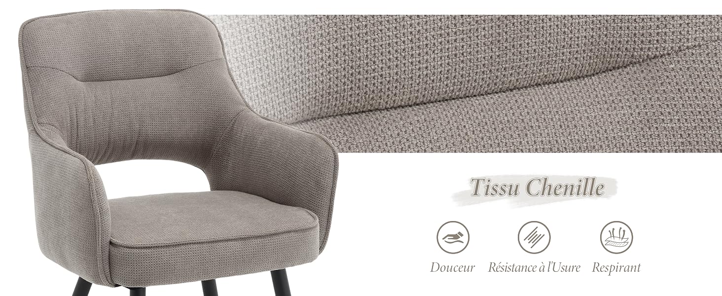 Chaise de salle à manger avec pieds en métal
