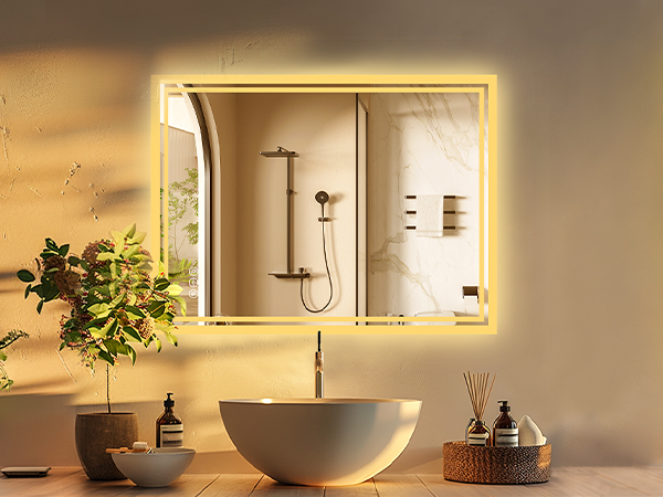 Specchio bagno led da 98 cm grigio nuvola con sistema antiappannamento Euroceram