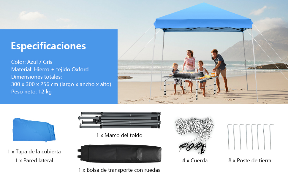 Carpa 3 x 3 m con Patas Inclinadas