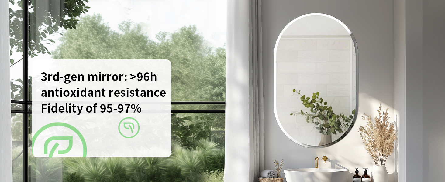 Specchio da Parete Ovale senza Cornice per Camera da Letto Bagno in Cristallo Montati a Parete
