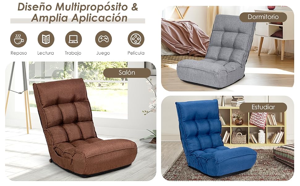 Silla de Suelo Plegable y Ajustable
