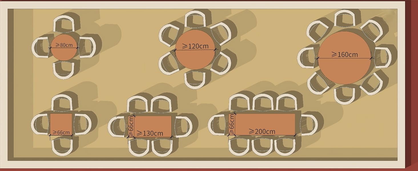 Floor plan or seating arrangement diagram showing multiple round tables with chairs arranged in rows on a beige background, likely for event planning purposes.