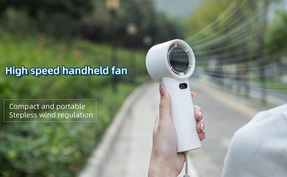 Tragbarer Handventilator, Geschwindigkeit (1-100) einstellbarer Turbo-Miniventilator, 3600 mAh USB-aufladbar