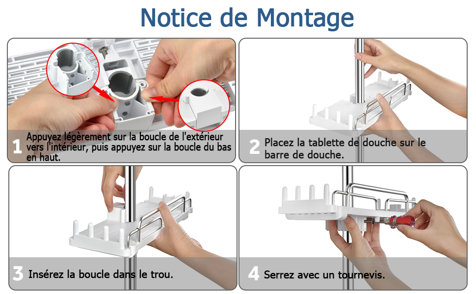Étagère de douche réglable sans perçage