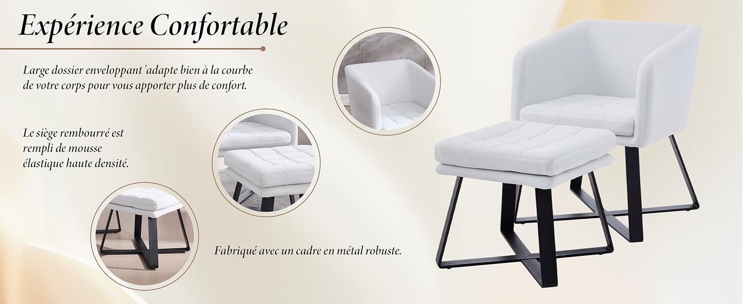 Ensemble de table à manger moderne avec plateau circulaire en verre et base géométrique en métal, illustré dans le schéma du produit avec plusieurs angles de vision.
