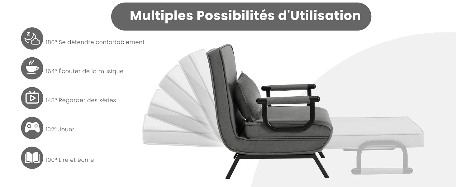 Canapé Lit Convertible 3 en 1