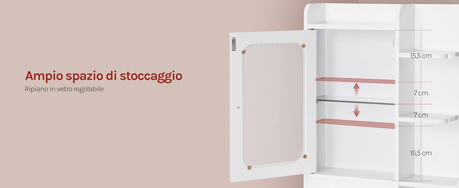 Il testo recita «Atryn tocado de astrología» e «dal pianeta dei tarocchi». Interno bianco del frigorifero con scomparti organizzati e scaffali esposti su sfondo rosa chiaro.