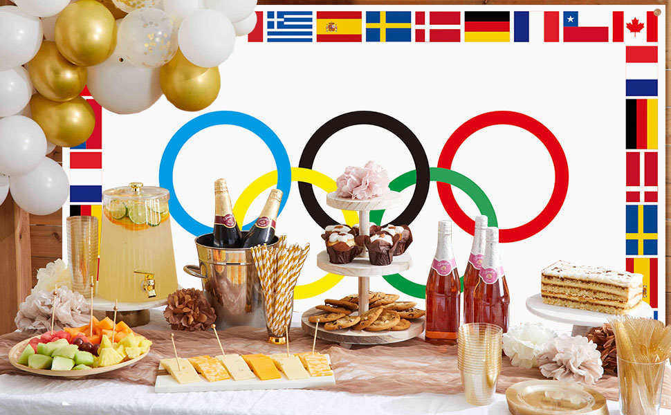 Bannière de décorations d'anneaux olympiques