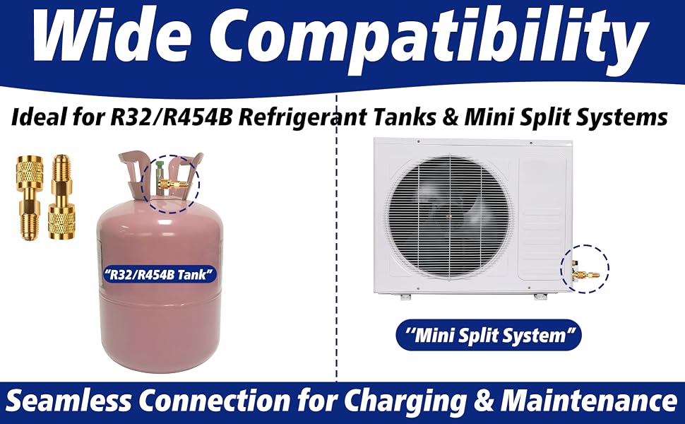 Adaptador de latón para refrigerante R32 R454B A2