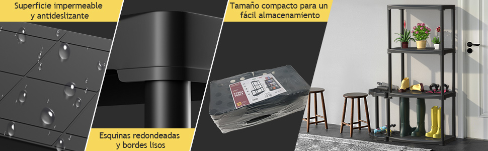  Estantería de Garaje de 4 Niveles con Organizador de Herramientas