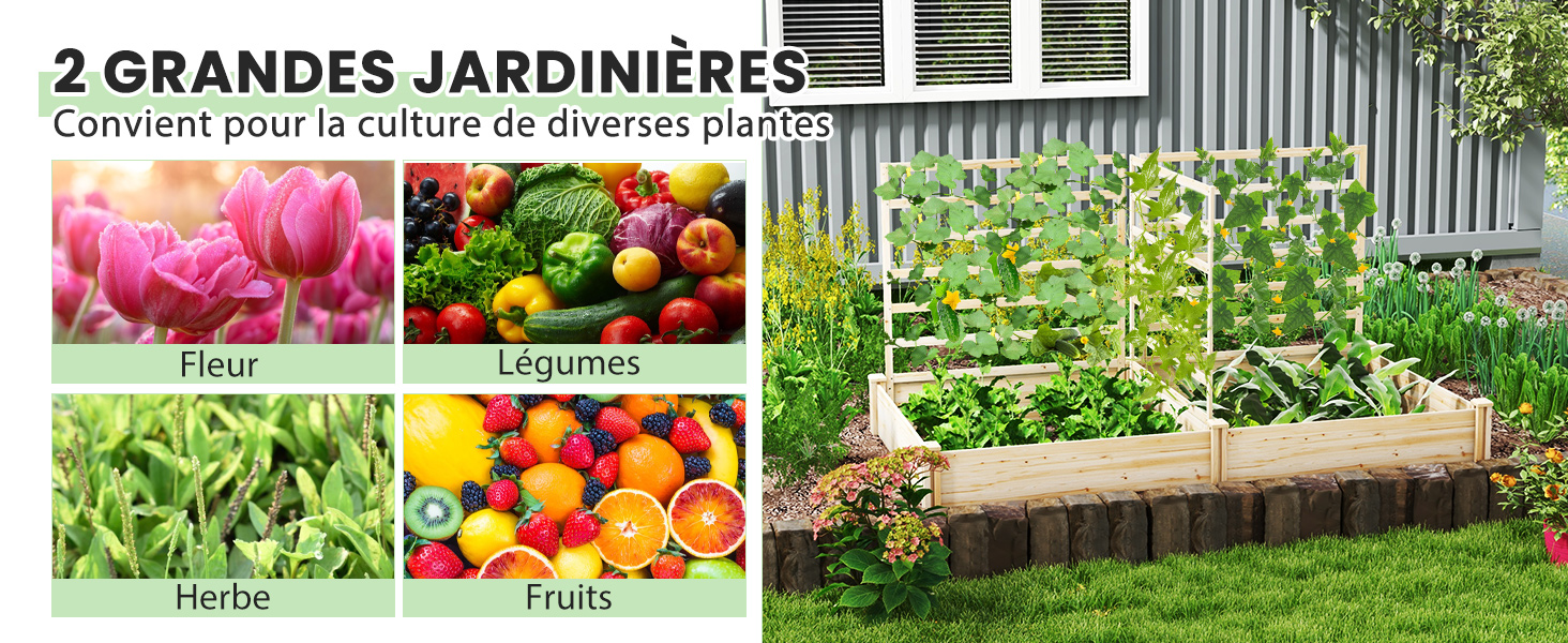 Jardinière avec 3 Treillis
