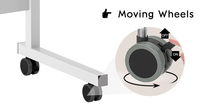 Adjustable Height Mobile Computer Desk for Small Space Rolling Writing with Wheels