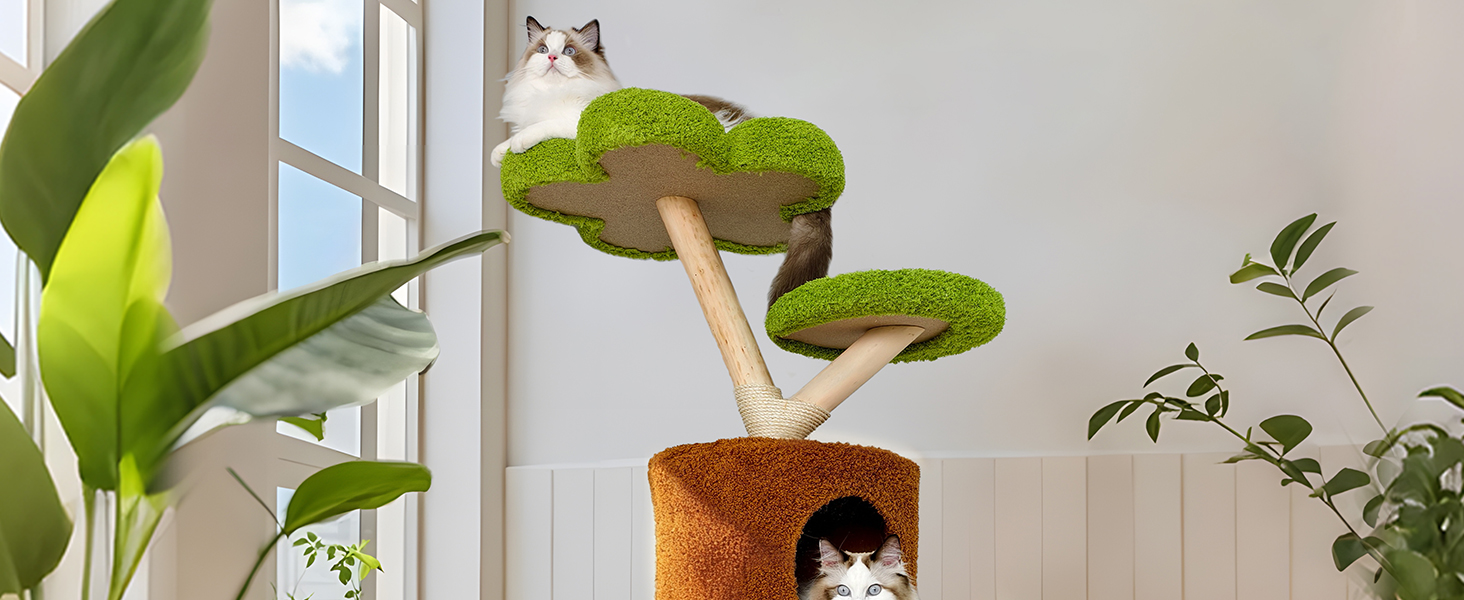 modern cat tree tower that looks like a tree